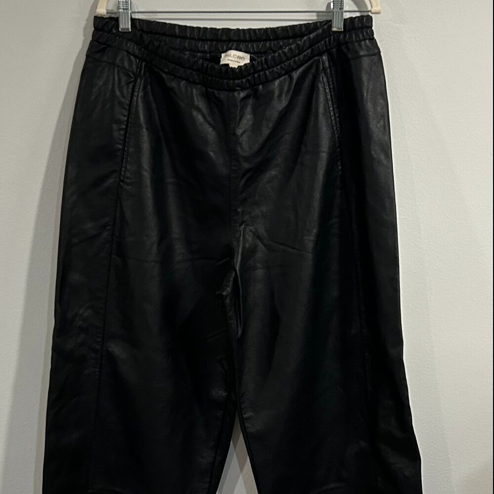 Pilcro The Izzie Relaxed Pull-On Barrel Pants Faux Leather in Black Size L - Picture 5 of 7